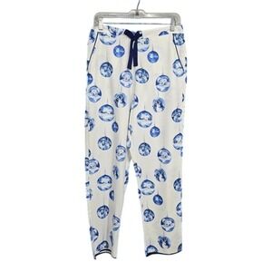 Cyberjammies Pajama Pants Womens Small 8 Blue White Christmas Ornament Toile NWT